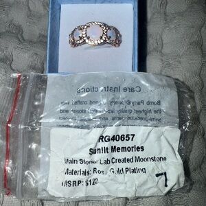 Bomb Party RG40657 “Sunlit Memories” Size 7 Moonstone Rose Gold Plating NWT